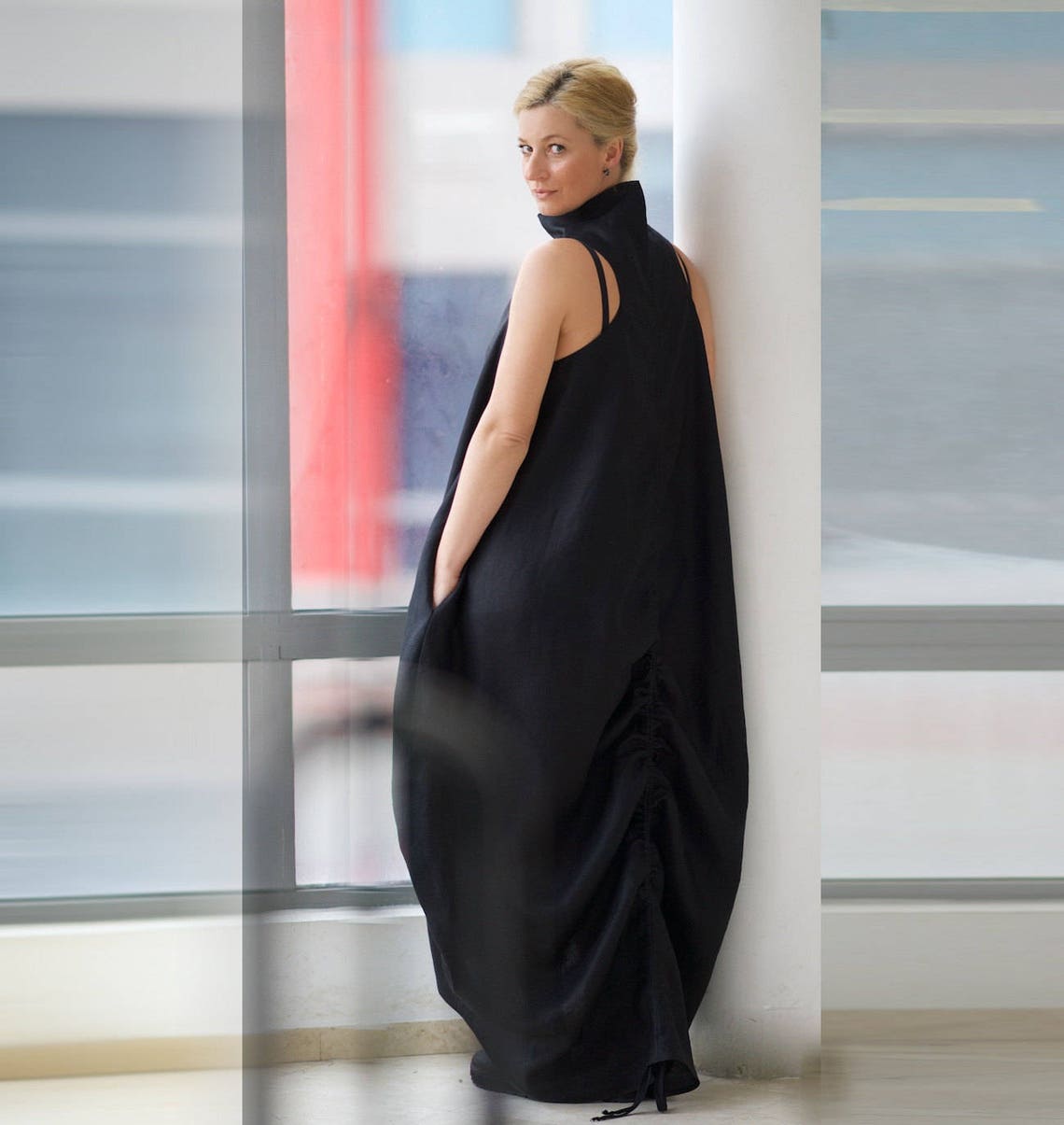 Linen Dress for Women Long Linen Dress Black Linen Dress | Etsy