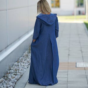 Maxi Kleid Übergröße, Frauen Maxi Kleid, Denim Kleid, Boho Kaftan Kleid, Kleidung in Übergröße, Bescheidenes Kleid, Denim Kimono Kleid, Elfen Kleid