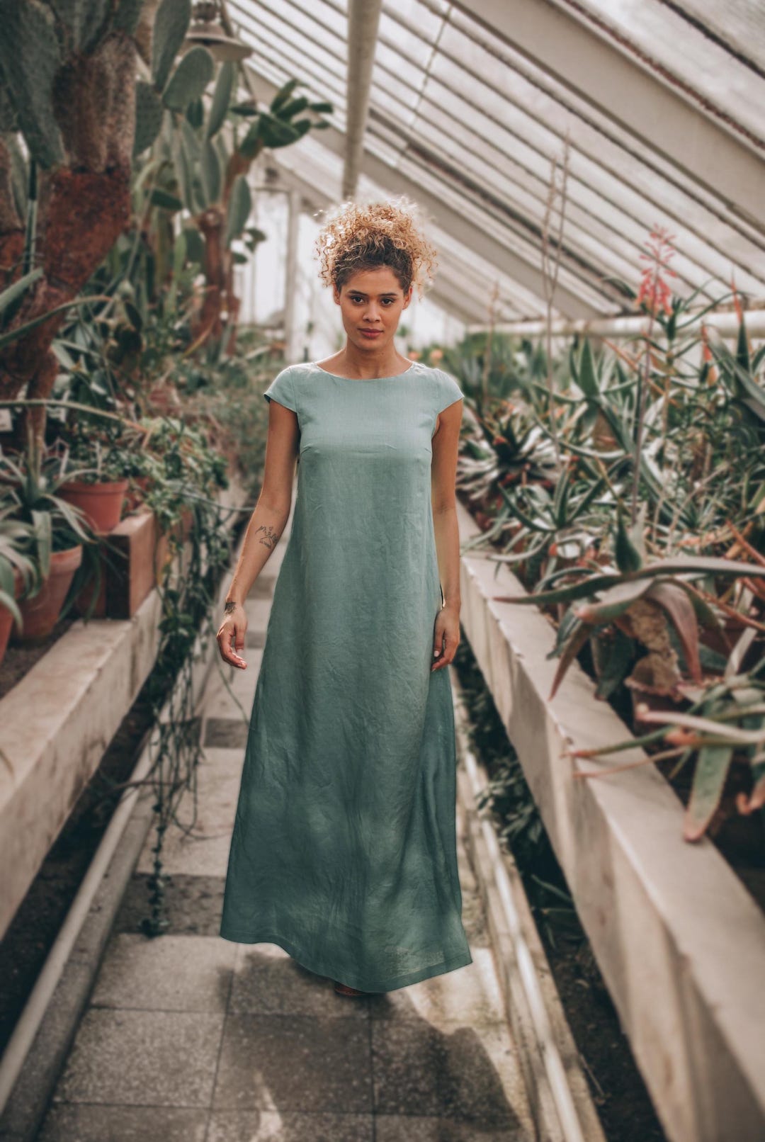 Trapezio Abito Turchese Lungo Rinascimento ABITO LUNGO STILE - Main Image