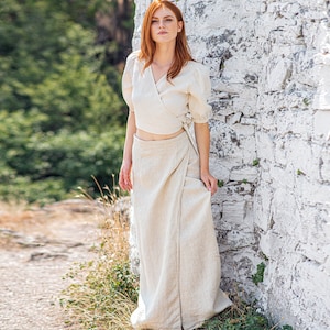 Linen Wrap Skirt, Tie Waist Skirt, Linen Skirt, Linen Kimono Skirt, Summer Linen Skirt, Linen Maxi Skirt, Long Linen Skirt, Linen Clothing