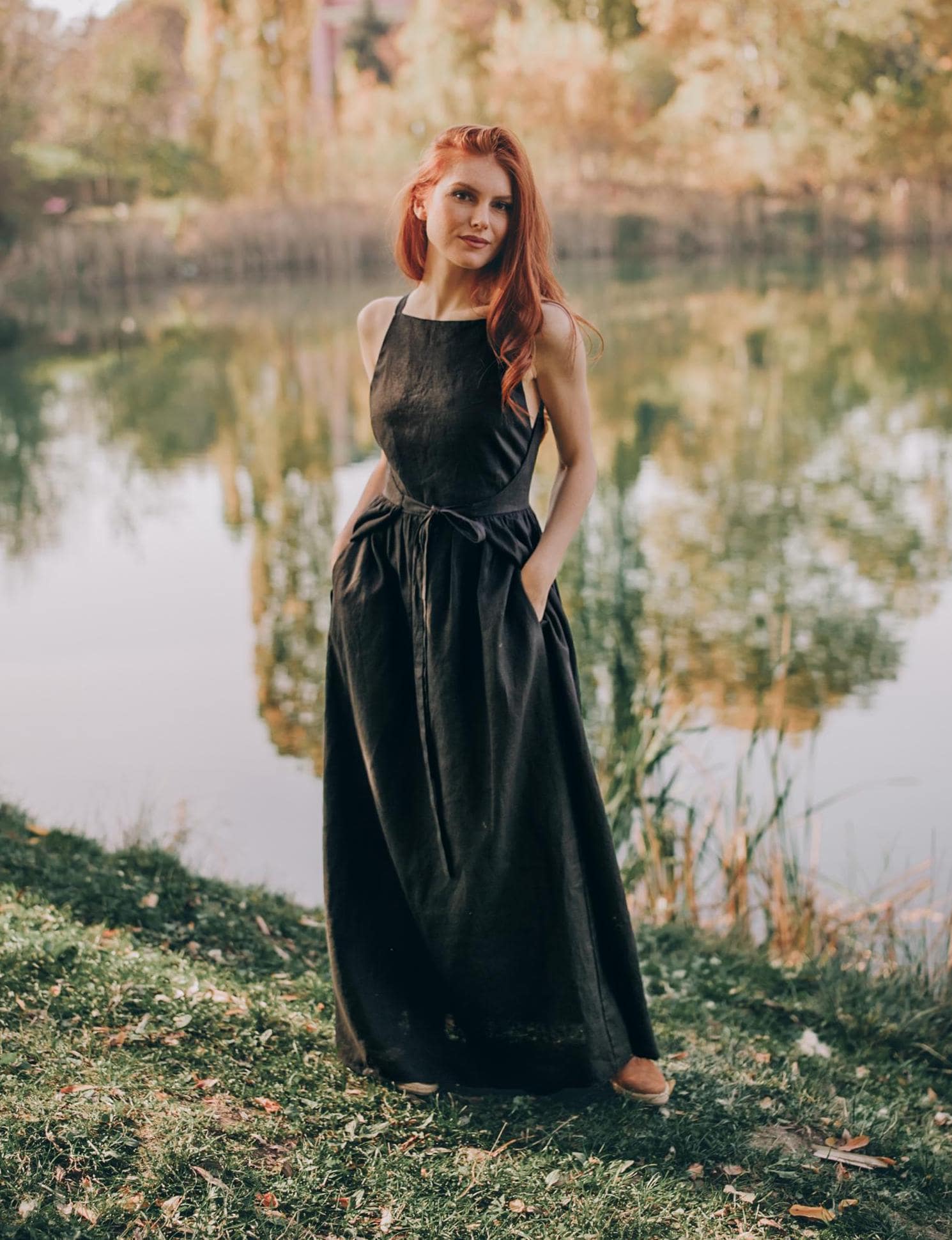 chinese dress ladies Linen Maxi Dress main image 1