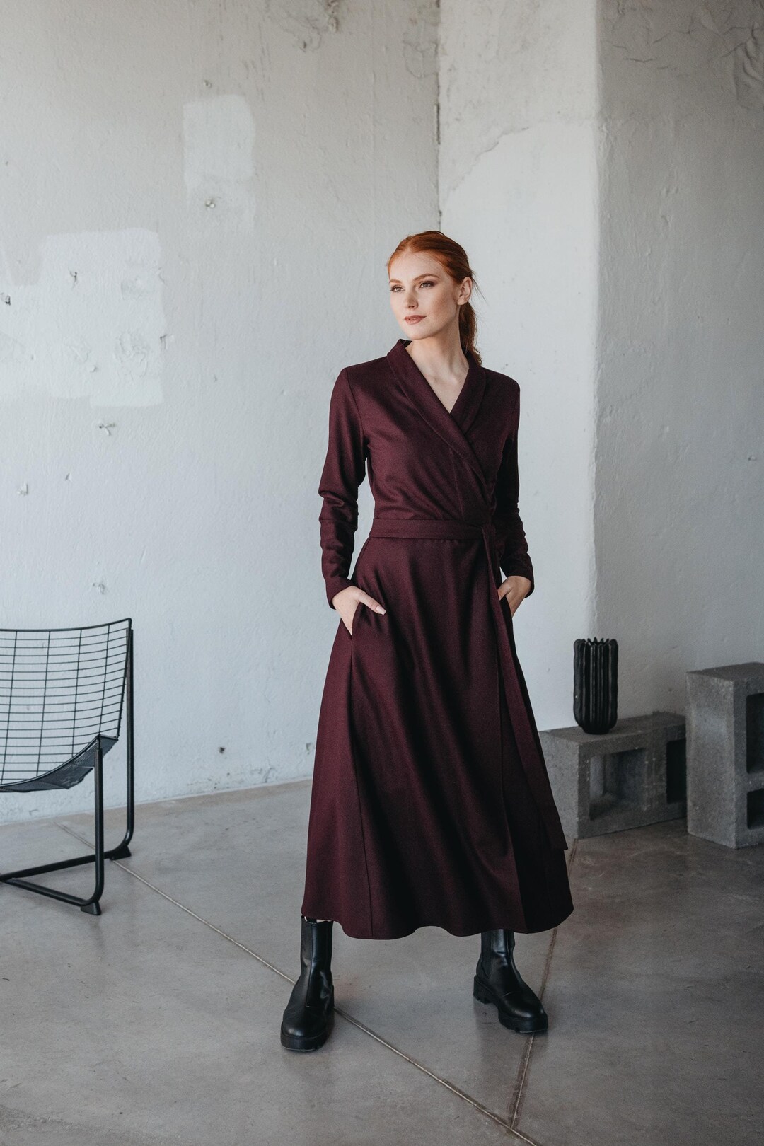 long sleeve dress with shawl Long Sleeve Black Dress With Gray Shawl