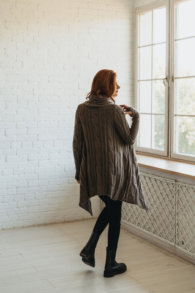 Ready to Ship Winter Cardigan for Women, Wrap Wool Jacket, Chunky Knit Sweater Coat image 7