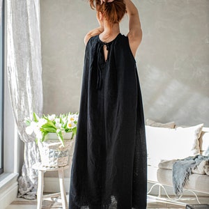 Linen Maxi Dress. Linen Summer Dress, Black Linen Dress, Sleeveless Linen Dress, Summer Maxi Dress, Linen Kaftan, Plus Size Linen Maxi Dress image 6