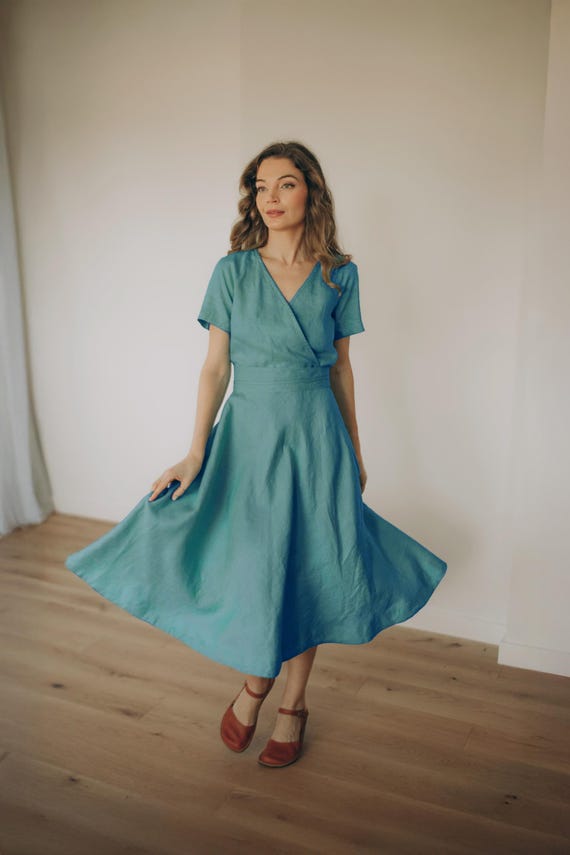 how to ship a bridesmaid dress READY Blush Linen Dress, Summer Dress, Dress, Simple Dress, Women Linen Clothing for Women, Wedding Guest Dress The pleated details add BLACK Modest Eucalyptus Green Bridesmaid Size:X Small (2-4)