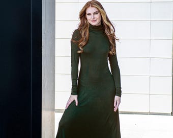 knee length dresses for ladies Turtle Neck Long Sleeve Dresses for Women main image 0