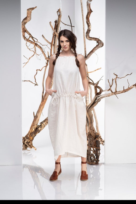 cream linen dress