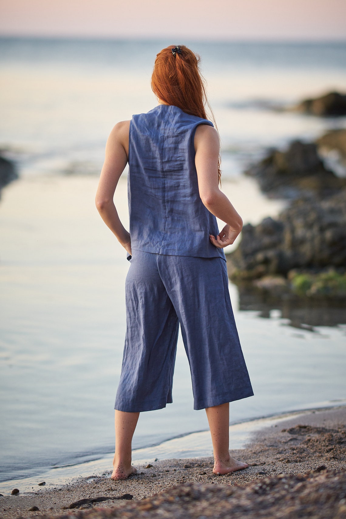 Blue Linen Pants Linen Boho Pants Linen Clothing Linen Etsy Canada