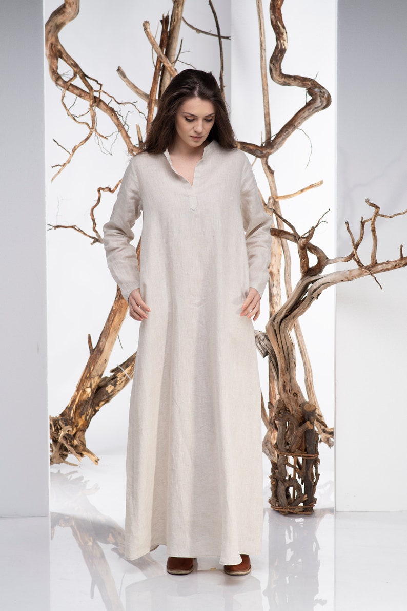 Summer Wedding Dress Plus Size Clothing Kaftan Wedding Dress Linen Clothing Women Boho Wedding Dress Simple Wedding Dress Linen Dress