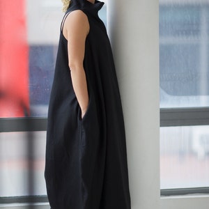 Linen Dress for Women, Long Linen Dress, Black Linen Dress, Summer ...