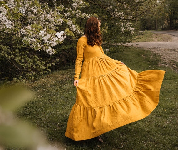 mustard plus size maxi dress