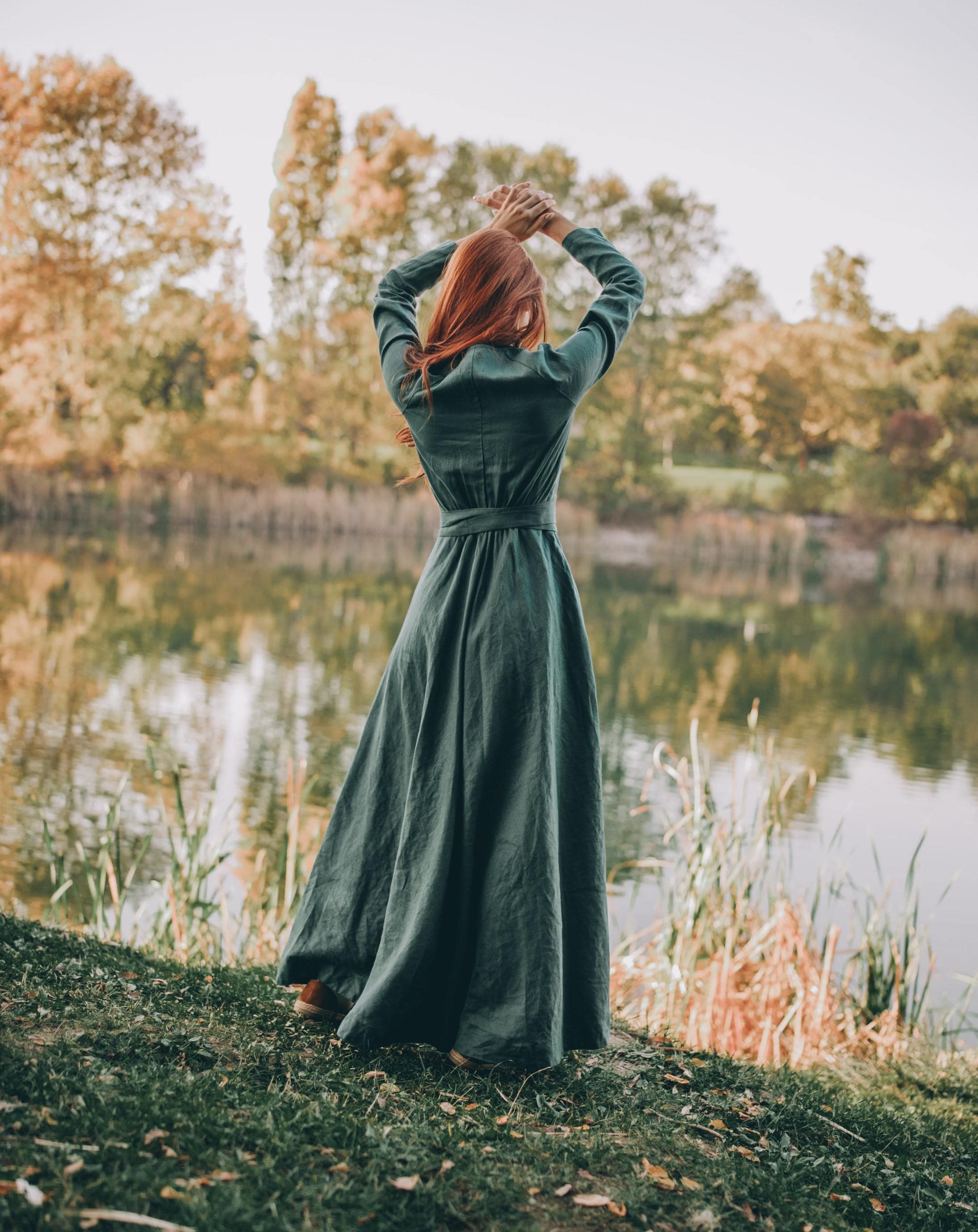 All Season Linen Dress with Obi Belt and Pockets, Floor Lenghth Maxi Dress, Heavyweight Linen Dress, Womens Linen Clothing, S / Natural All Season Linen Dress with Obi Belt and Pockets, Floor Lenghth Maxi Dress, Heavyweight Linen Dress, Womens Linen Clothing, S / Natural
