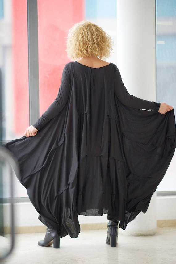 Black Maxi Dress Plus Size Wing Dress - Etsy