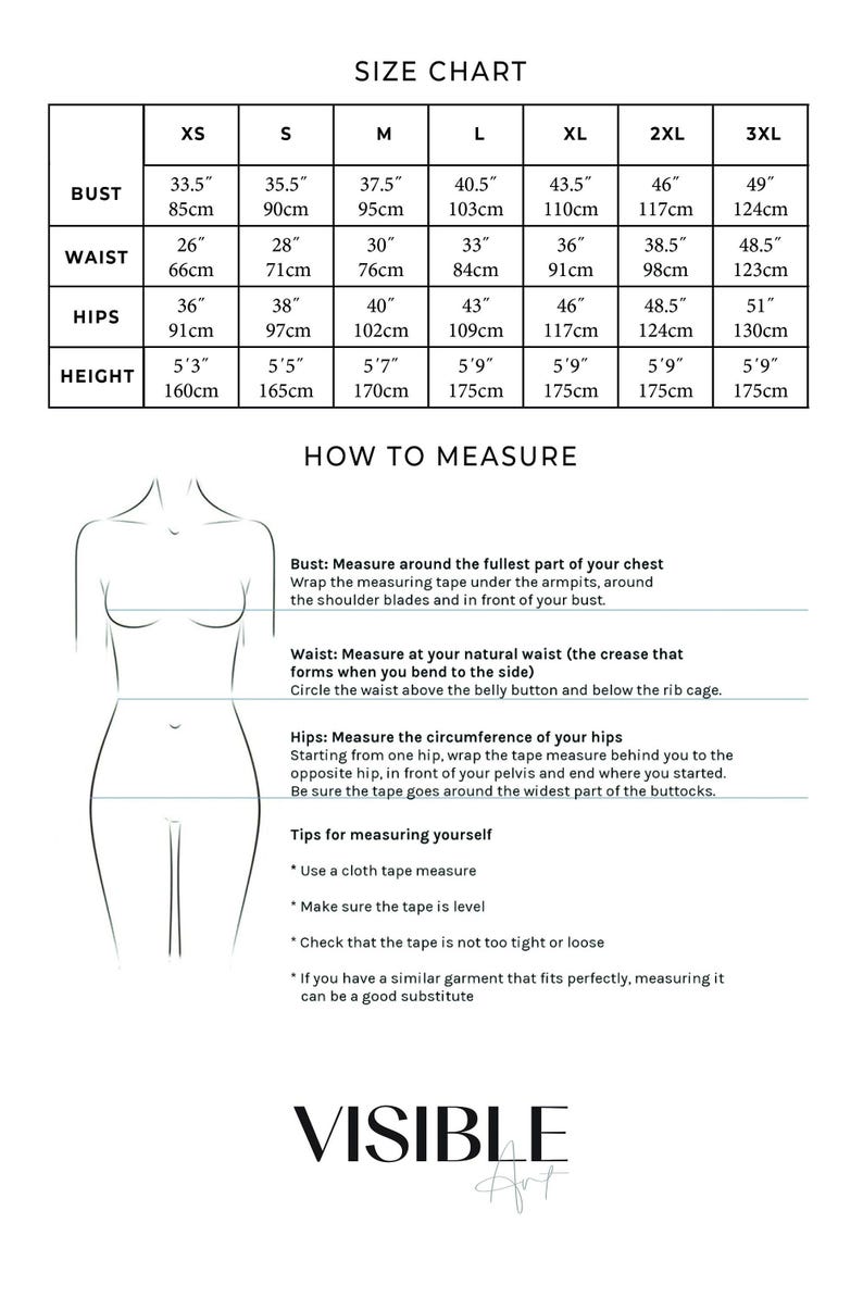 a dress size guide for a woman
