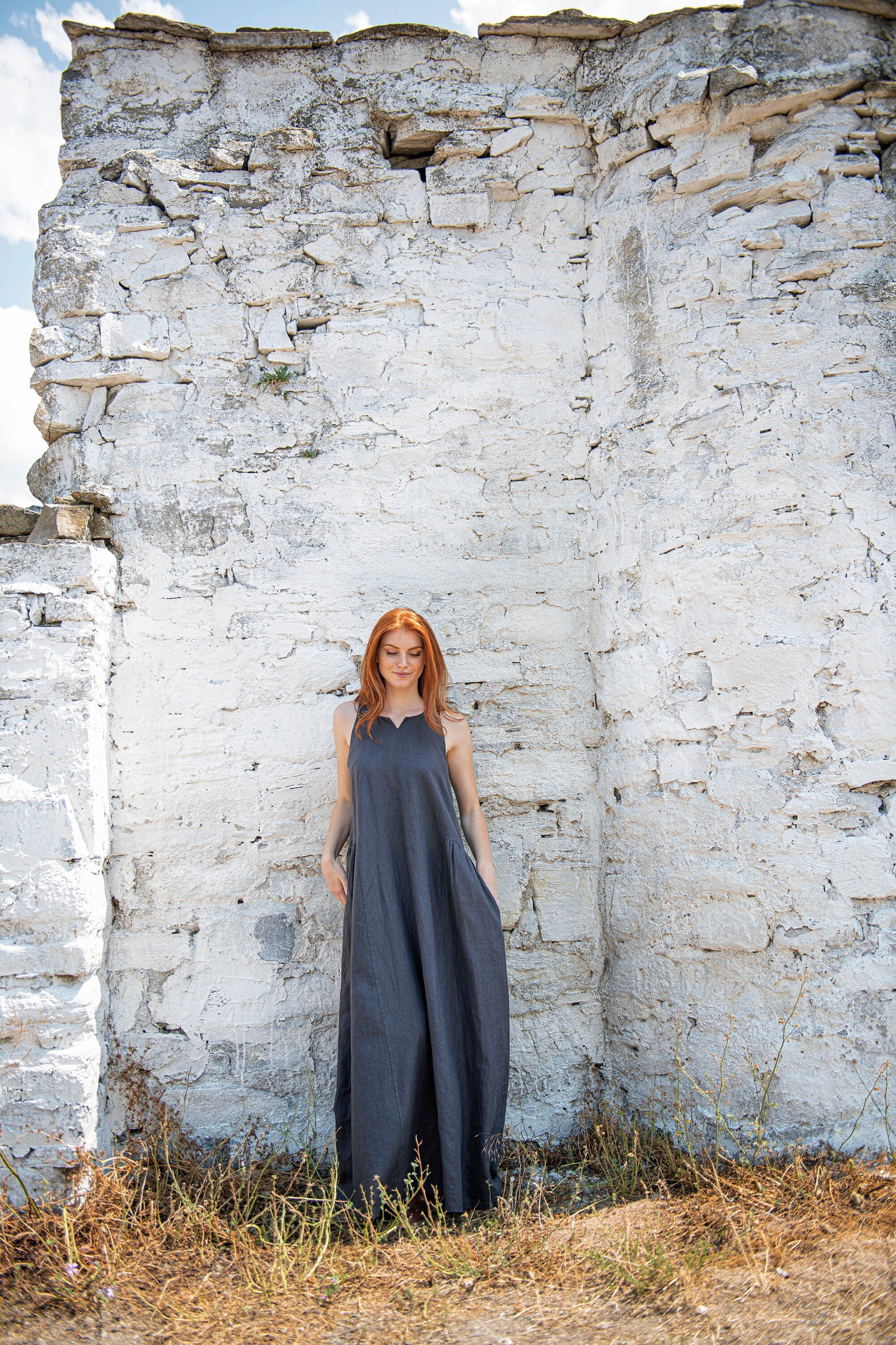 Loose Linen Maxi Dress, Summer Dress, Linen Dress for Women, Linen Dress with Pockets, Plus Size Dress, 100% Linen Clothing, S / Natural Loose Linen Maxi Dress, Summer Dress, Linen Dress for Women, Linen Dress with Pockets, Plus Size Dress, 100% Linen Clothing, S / Natural