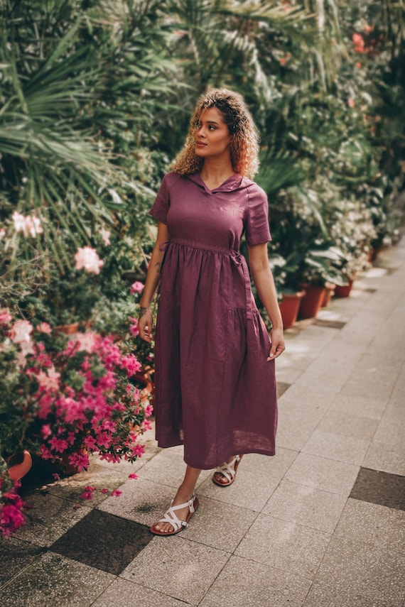baby blue linen dress Sky Linen Sleeveless Midi Dress in Dusty Blue By DISSH main image 1
