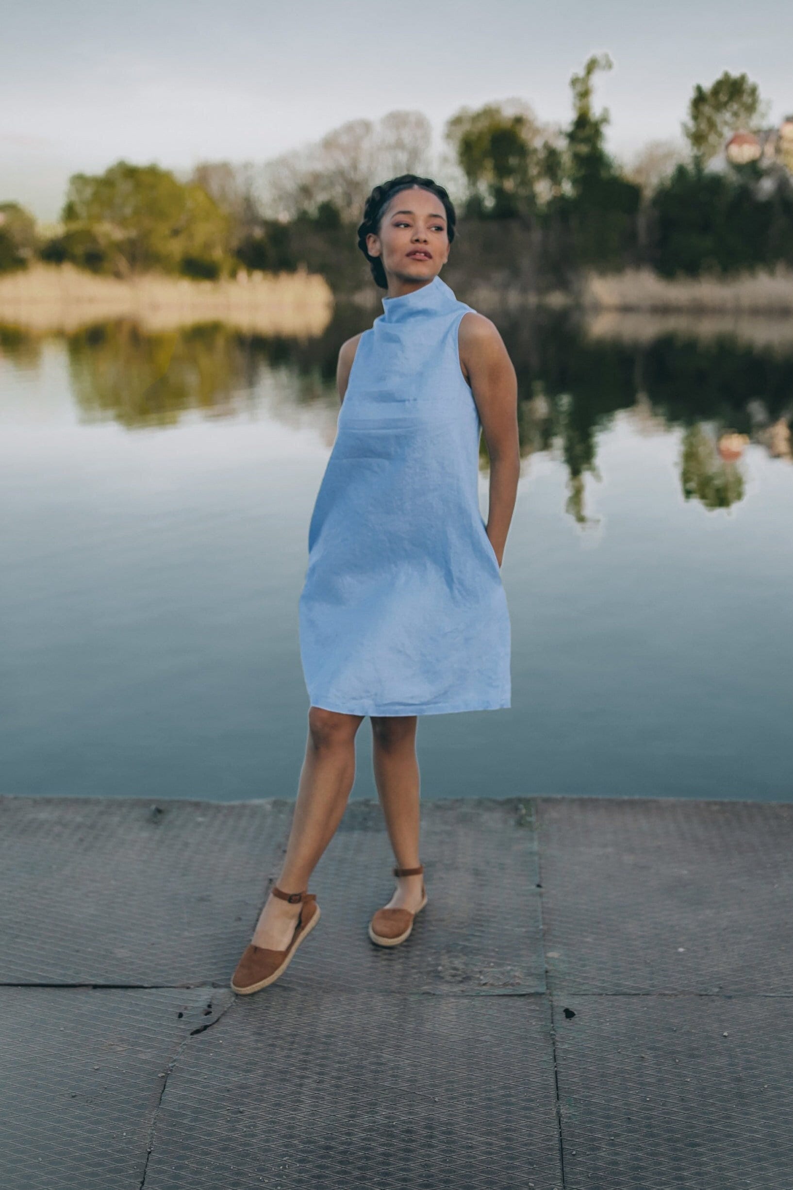 Light Grey Turtleneck Dress - Etsy