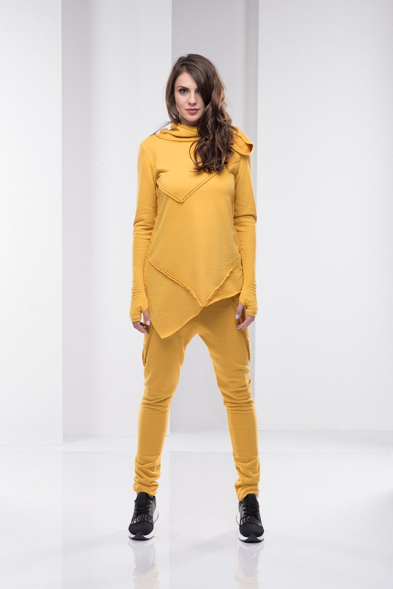 Plus Size Set Women Activewear Set Mustard Yellow Set Two Etsy