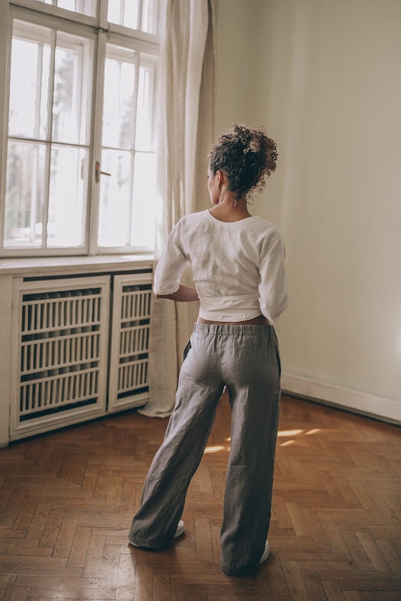 Linnen broek heren zomer joggingbroek heren baggy effen vrijetijdsbroek zachte c