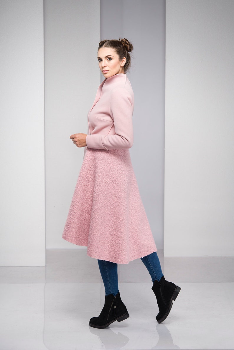 Pink Coat Women Winter Coat Plus Size Clothing Pink Wool Etsy