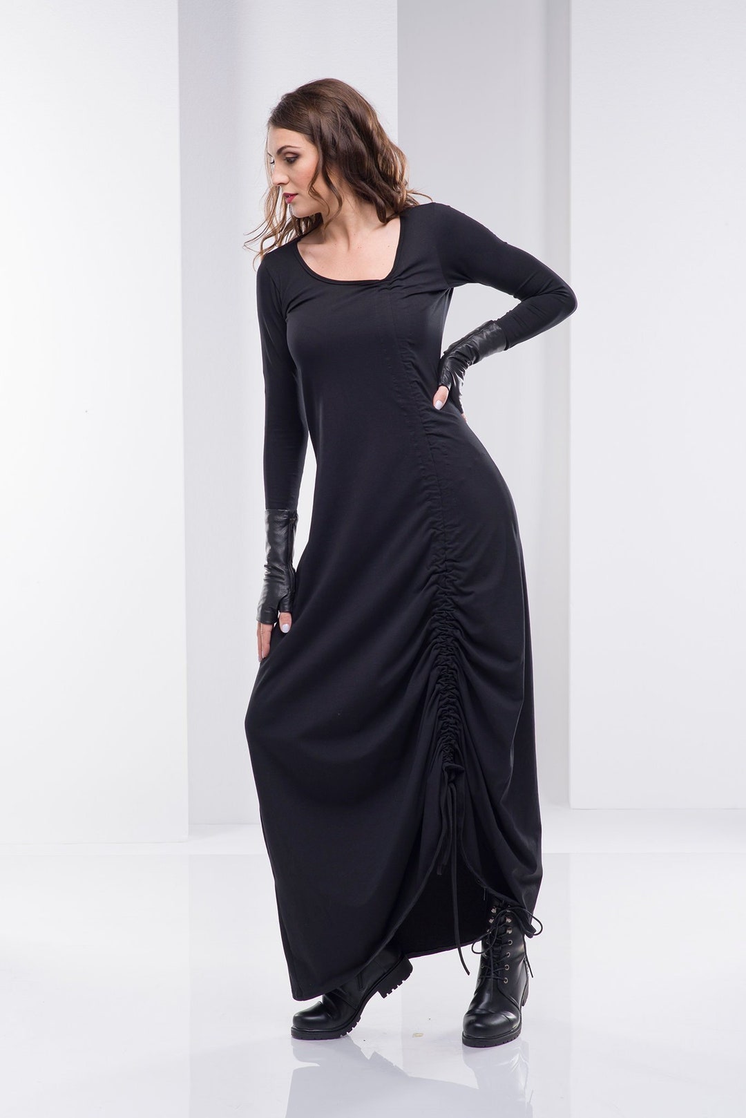 long black dress with white flowers Chasing Sunsets 100% Cotton Black & White Floral Mini Dress main image 0