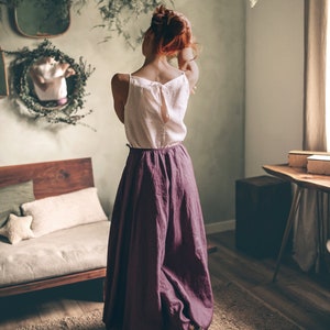 Linen Wrap Skirt with Pockets, Long Maxi Skirt, Plus Size Linen Skirt, Linen Clothing, Victorian Skirt, Bohemian Clothing Women,Purple Skirt image 7