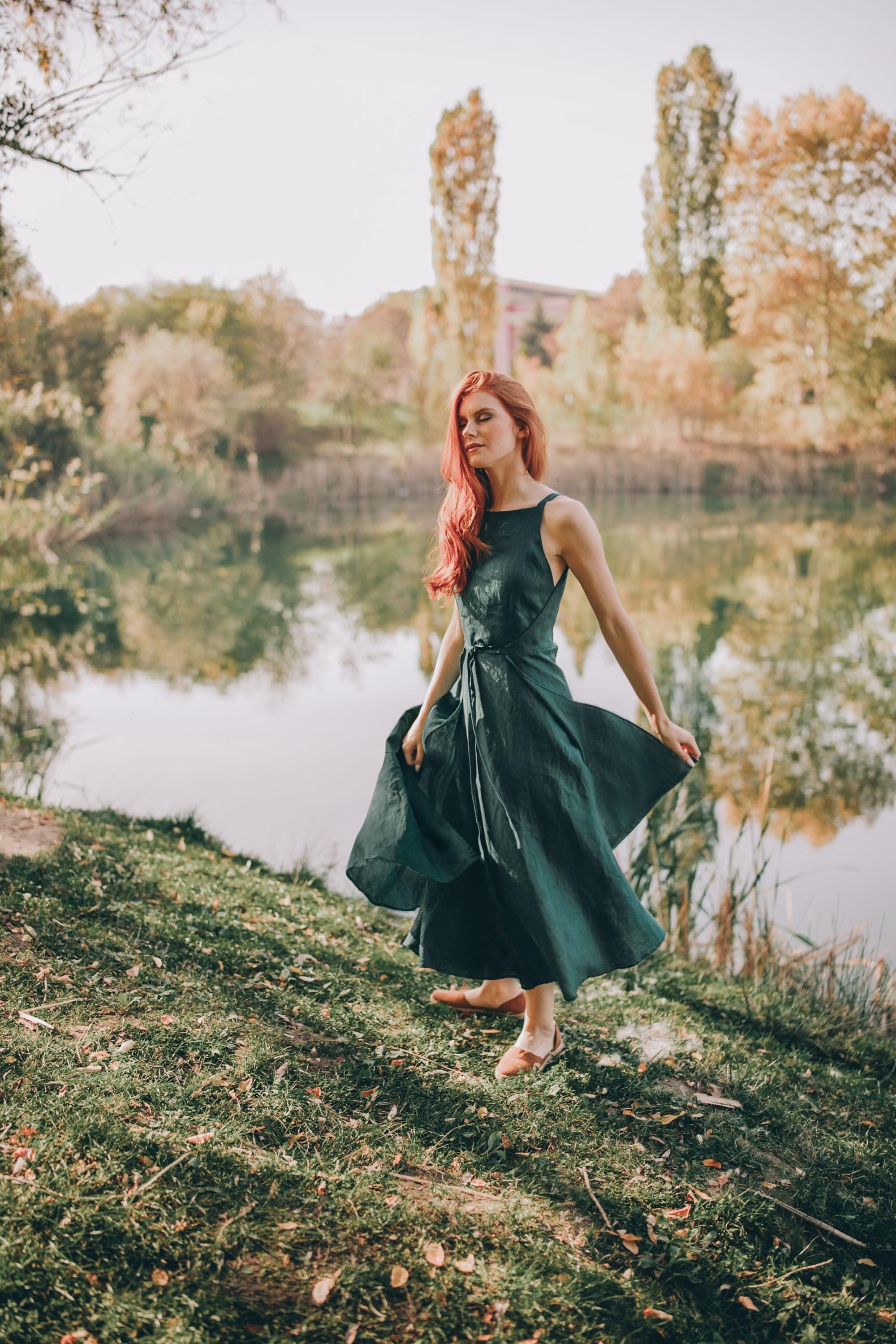 Wrap Dress Emerald Green - Etsy Canada