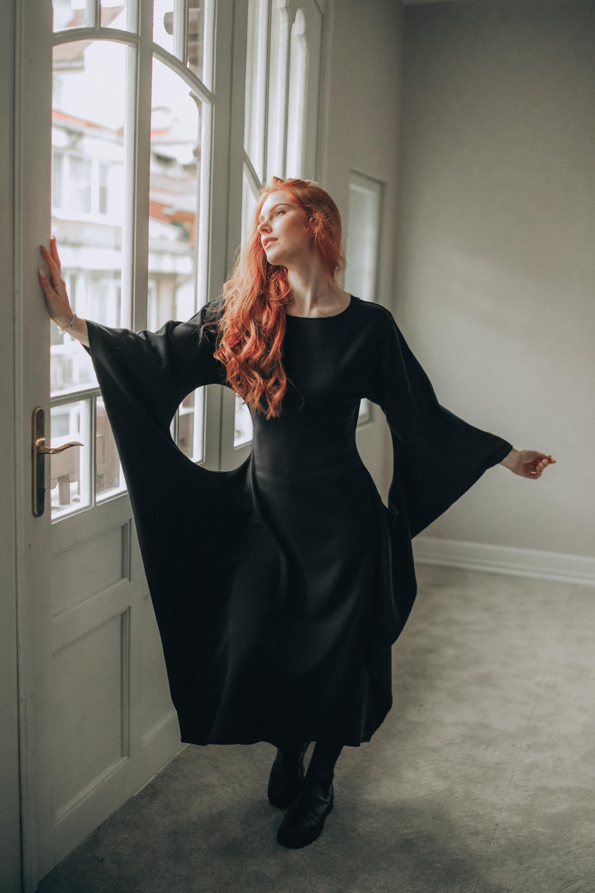 long sleeve batwing dress Long Linen Batwing Dress, Black Linen Dress, Linen Maxi Dress, Kimono Dress, Linen Dress, Black Maxi Dress, Linen Clothing, M / Moroccan Red
