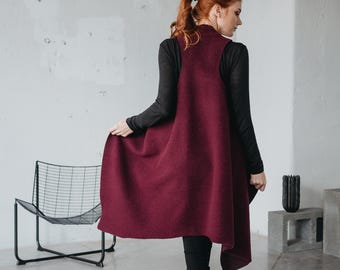 Long Wool Vest for Women, Winter Vest, Warm Autumn Vest