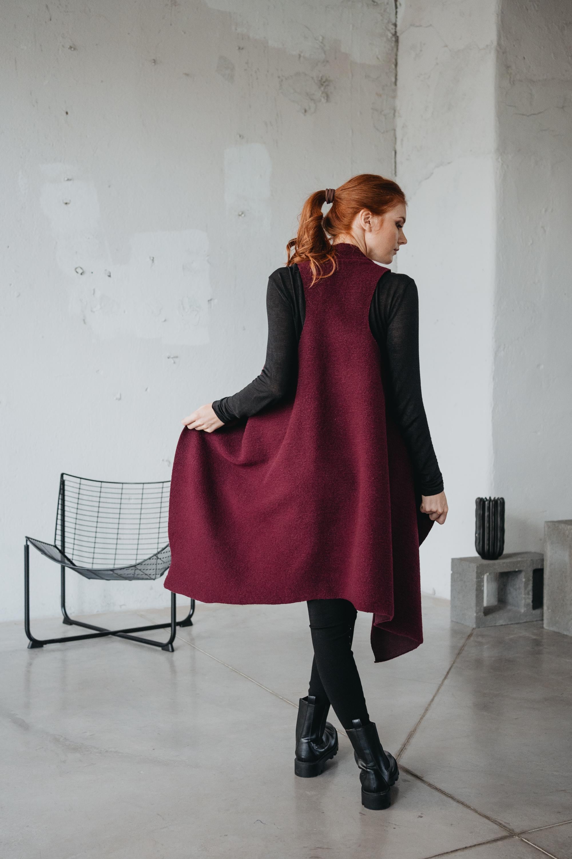 Long Wool Vest for Women, Winter Vest, Warm Autumn Vest