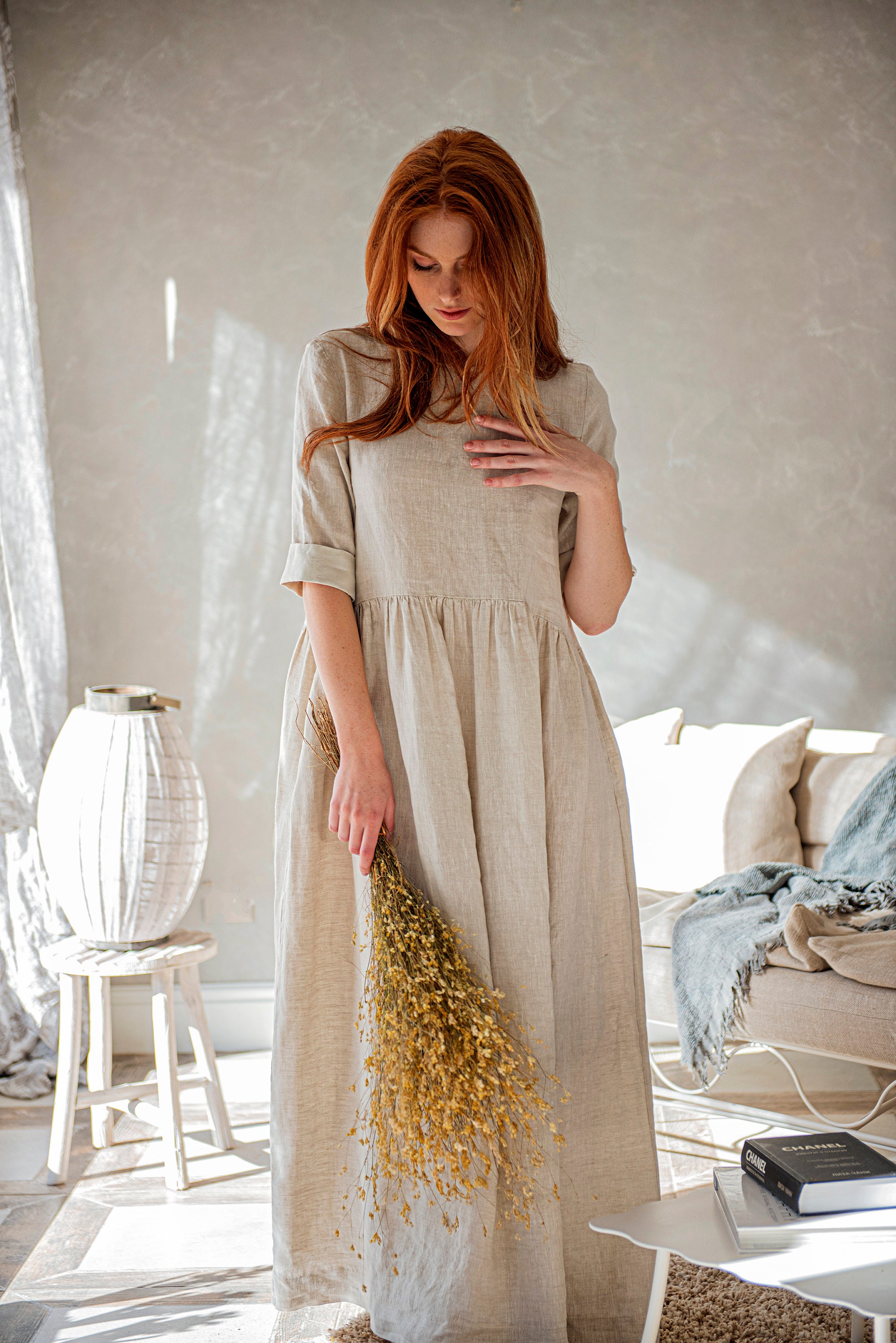 Modest Linen Dress Long Sleeve Linen Dress Linen Summer Etsy