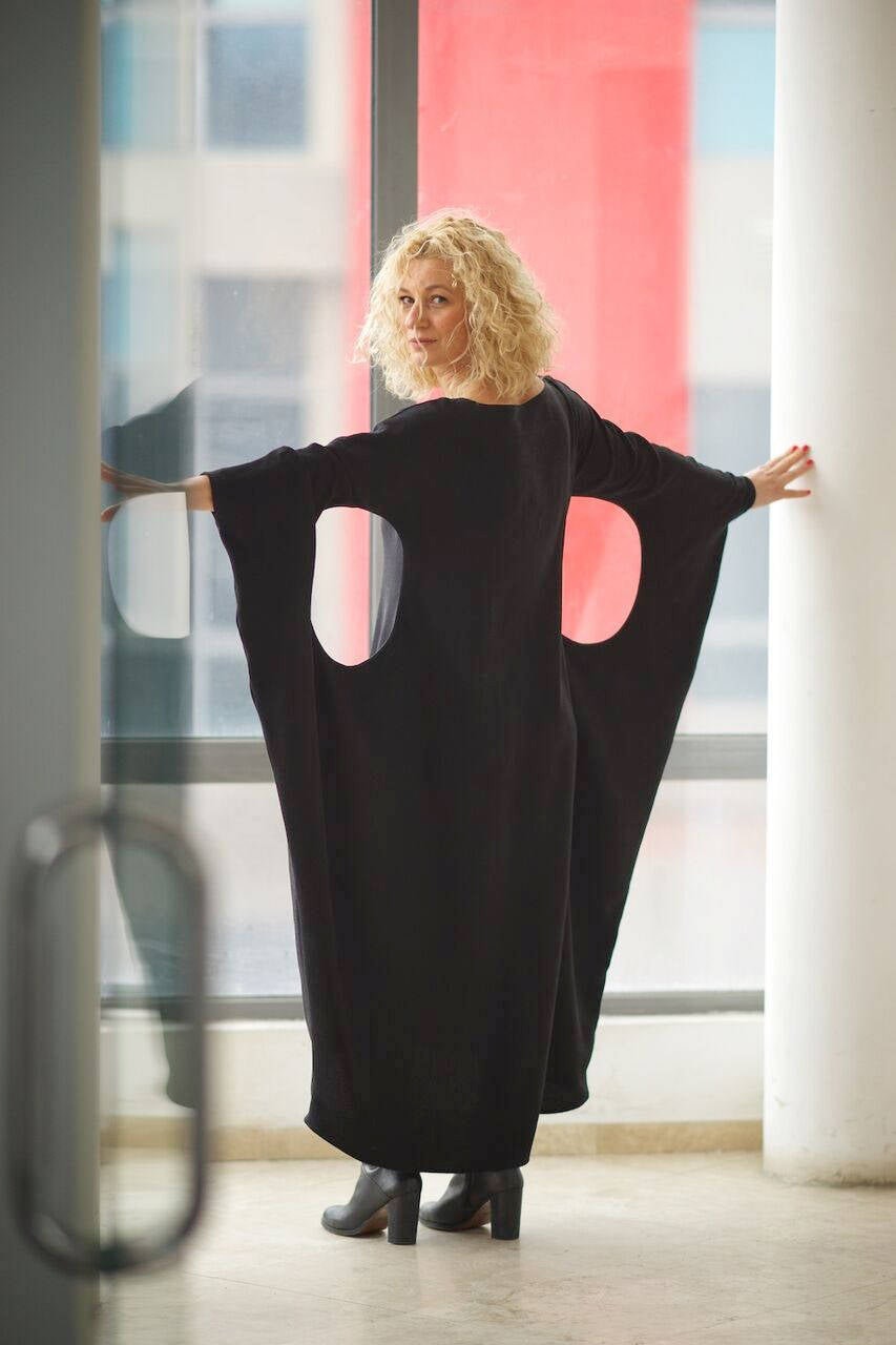 batwing maxi dress Habeeba Pleated Batwing Maxi Dress