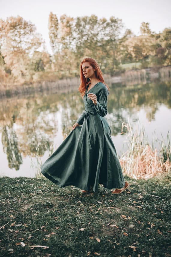 korean flowy dress Yexpine Casual V Neck Flowy Maxi Dresses main image 1