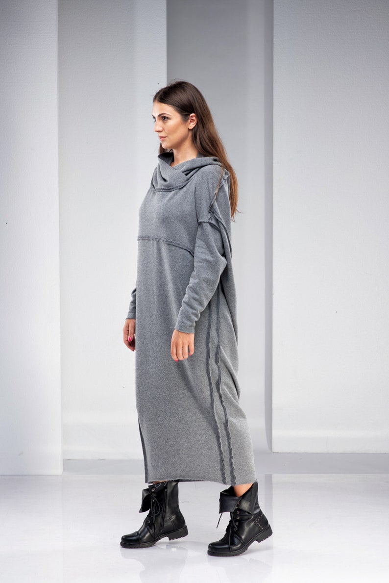 Maxi Sweatshirt Dress Maxi Hooded Dress Plus Size Sweater Etsy