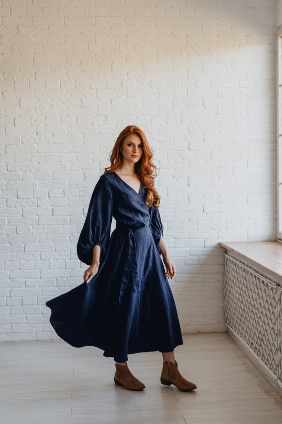 Robe midi lin sale