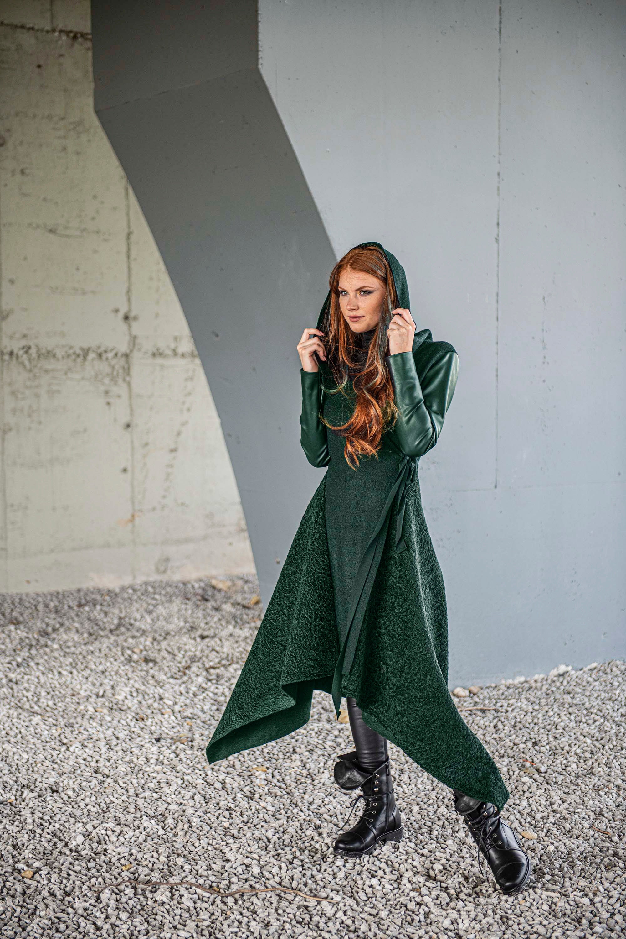 emerald green dress coat Emerald Green Wool Coat, Long Wool Coat, Double-breasted Wool Coat, Winter Coat Women, Belted Trench Coat, A-line Wool Coat, Ylistyle C4952