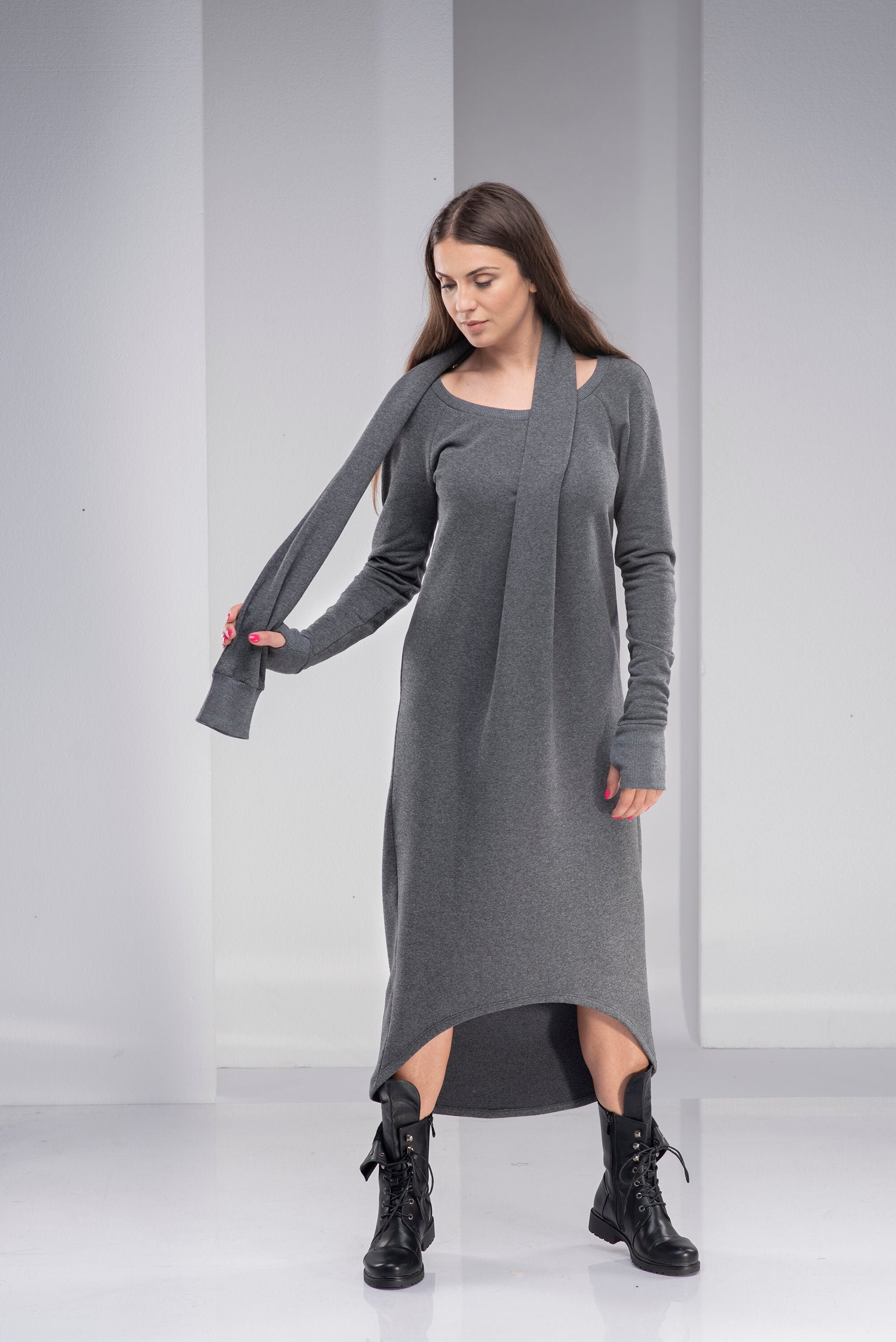 Maxi Sweater Dress Cotton Maxi Dress Plus Size Dress for | Etsy