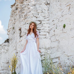 Linen Wedding Dress, White Linen Dress, Natural Wedding Dress, Rustic Wedding Dress, Alternative Wedding Dress, Linen Maxi Dress for Women image 3