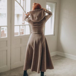 Wool Maxi Cardigan Coat: Hooded, Belted, with Pockets, Fall Winter Clothing image 9