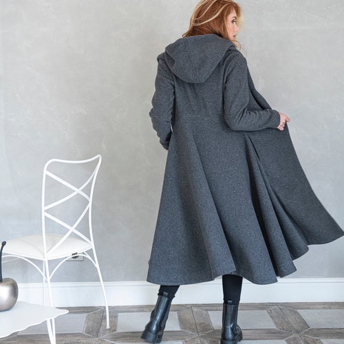 Merino Wool Coat for Women Hooded Coat Winter Coat Etsy