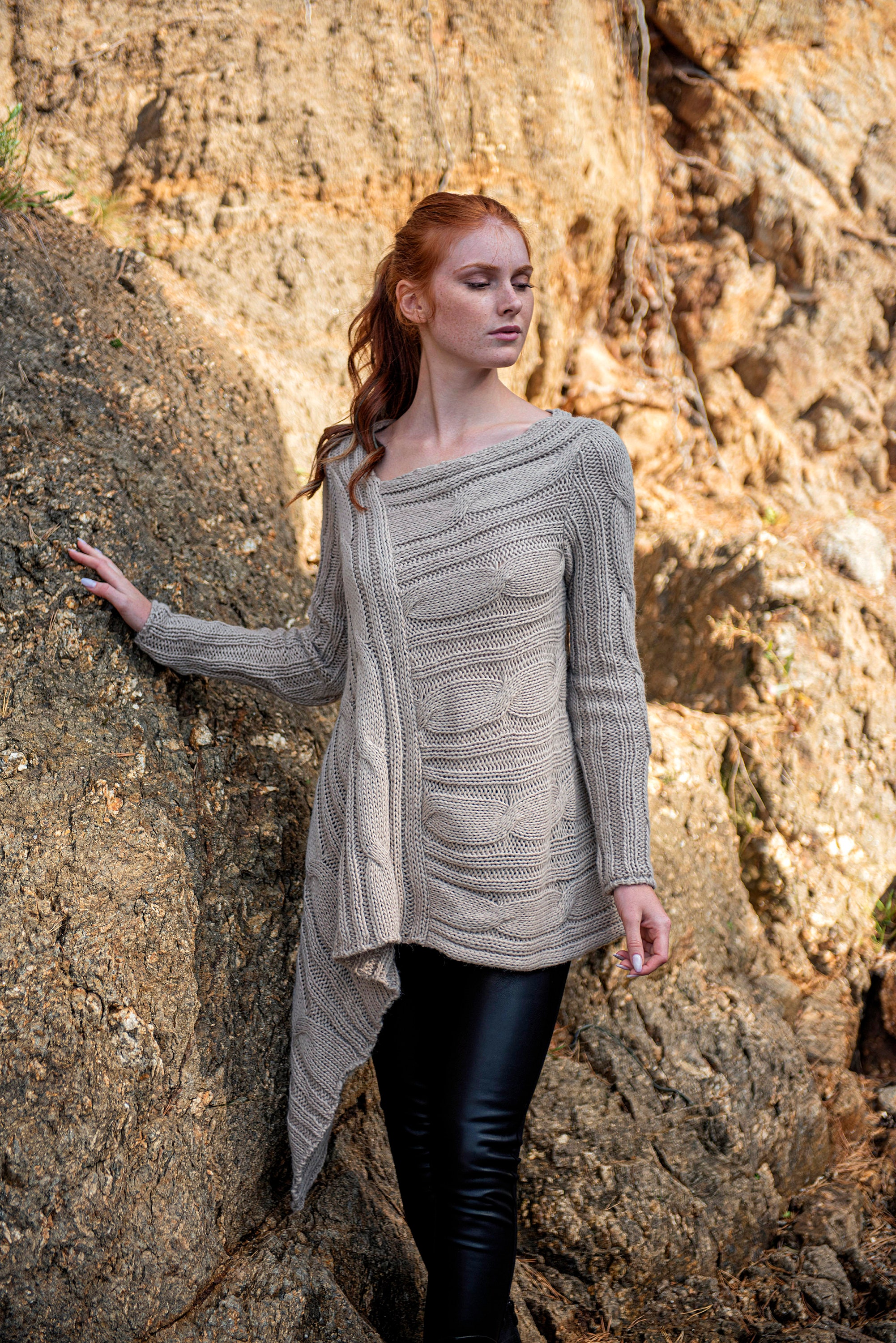 Cable Knit Sweater Boho Sweater Merino 