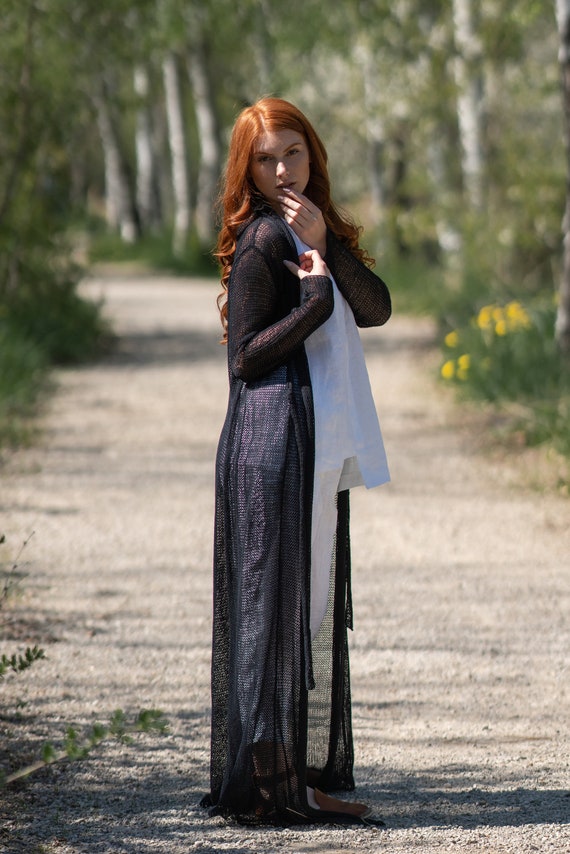 floor length sheer cardigan