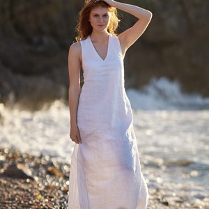 Linen Dress, White Maxi Dress, Linen Clothing for Women, Boho Maxi Dress, Linen Wedding Dress, Plus Size Linen Dress, Linen Beach Dress image 7