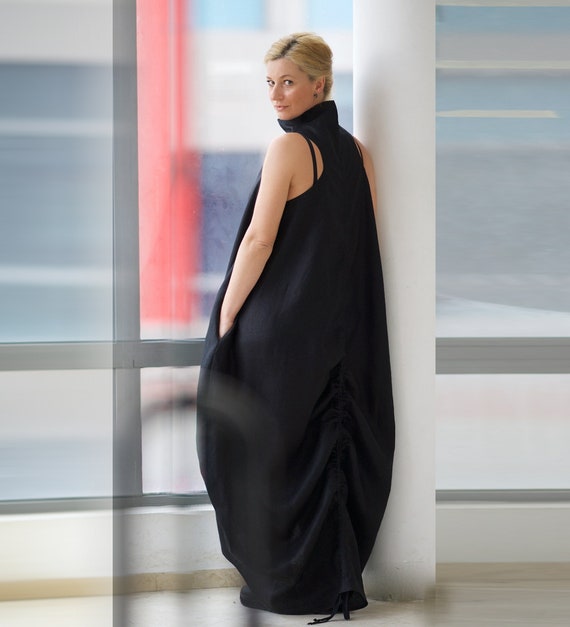 black linen maxi dress