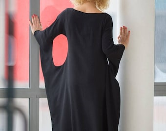 Robe longue grande taille, Robe kimono, Robe gothique grande taille, Robe longue d'hiver, Robe abaya, Robe longue noire, Vêtements grande taille, Robe caftan