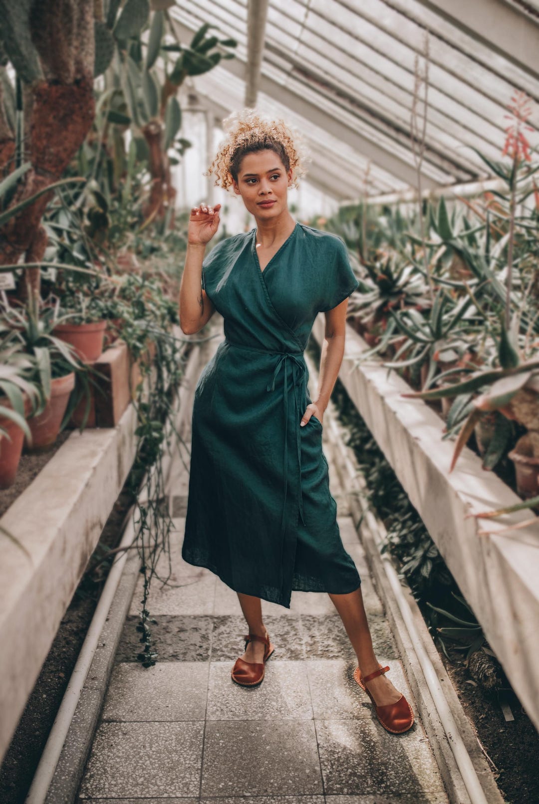 summer dress wrap VENUS Faux Mini | Blue this delightful linen piece could be made in a variety of colors PRETTYGARDEN Women's Boho Floral Summer