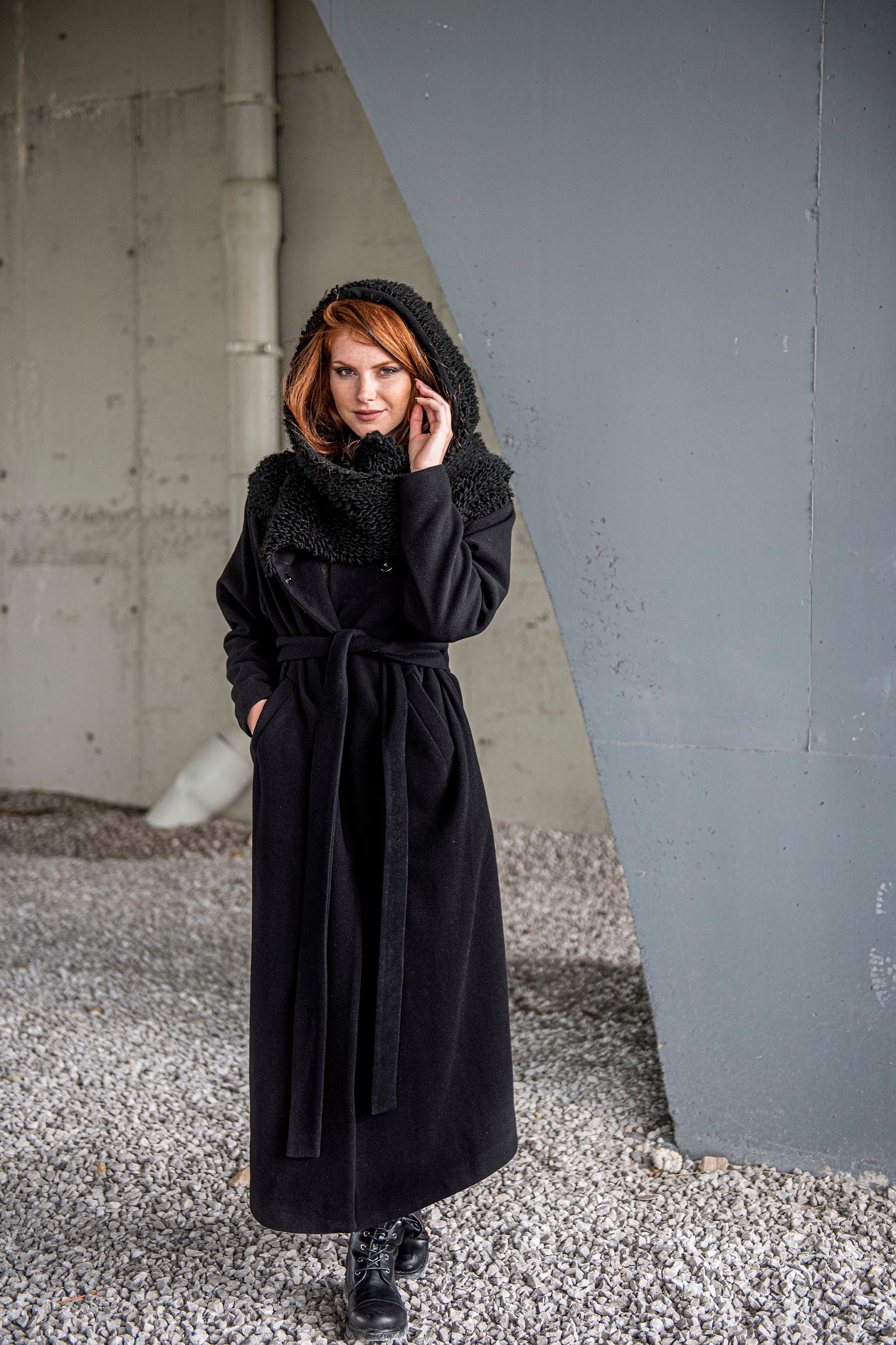 Maxi Coat Plus Size Wool Coat Black Winter Coat Long Coat Etsy