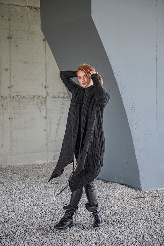 Buy Black Wool Cardigan Asymmetric Wrap Cardigan Long Cardigan for Women Warm Winter Cardigan Plus Size Winter Clothing Plus Size Cardigan Online in India Etsy