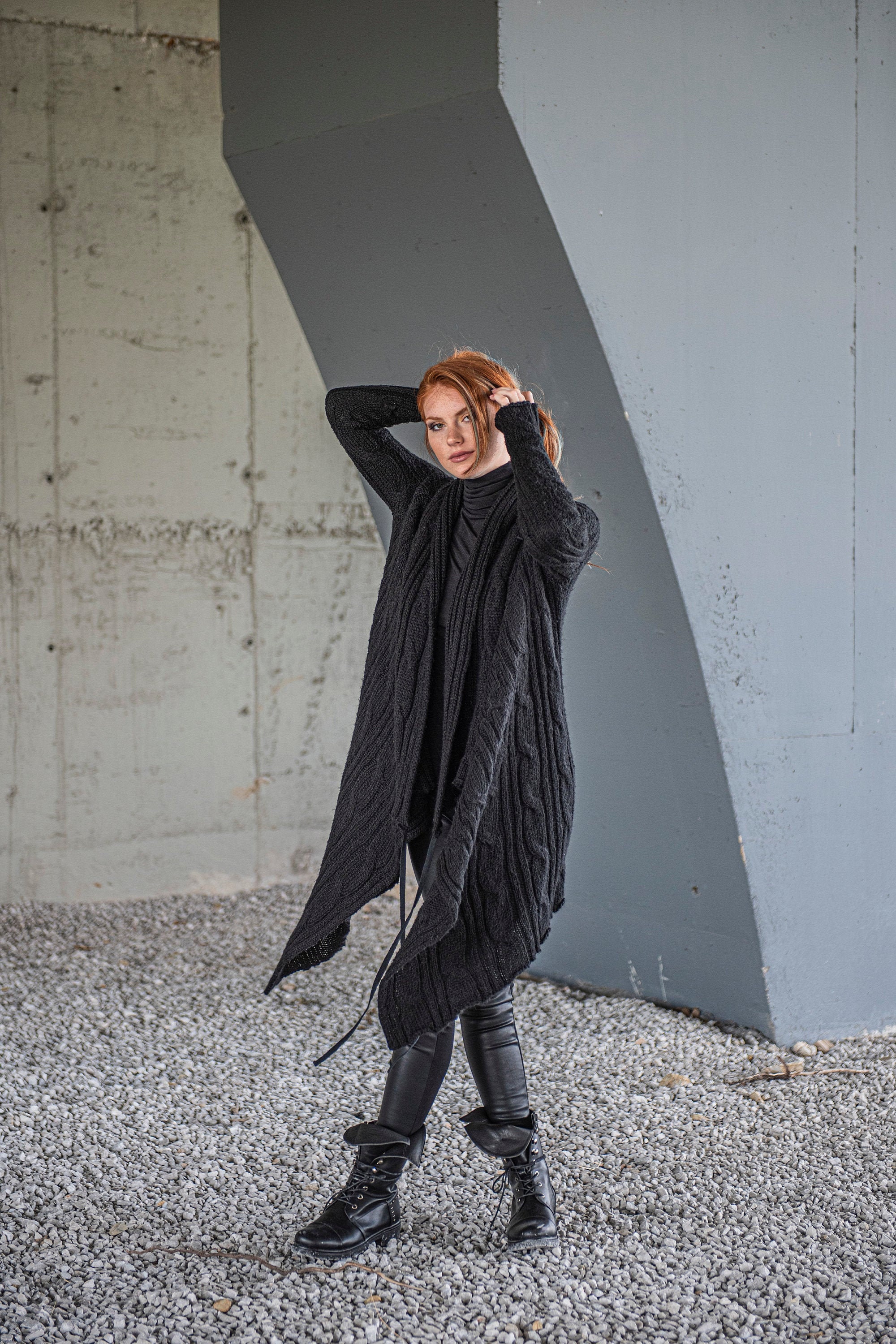 Chunky Knit Cardigan Long Sweater Coat Wool Cardigan Women