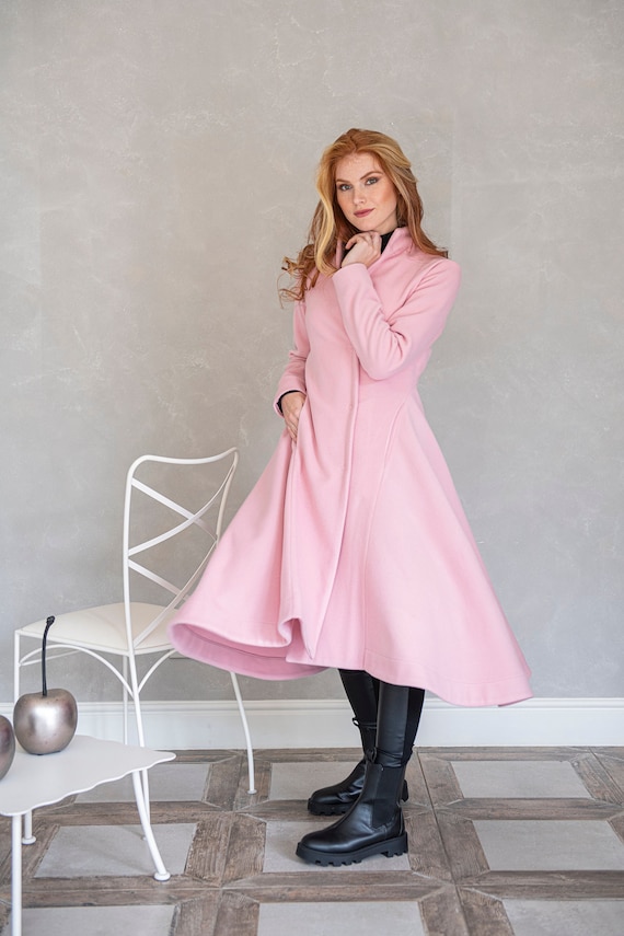 Roze jas voor klassieke jas fit flare jas - Etsy België